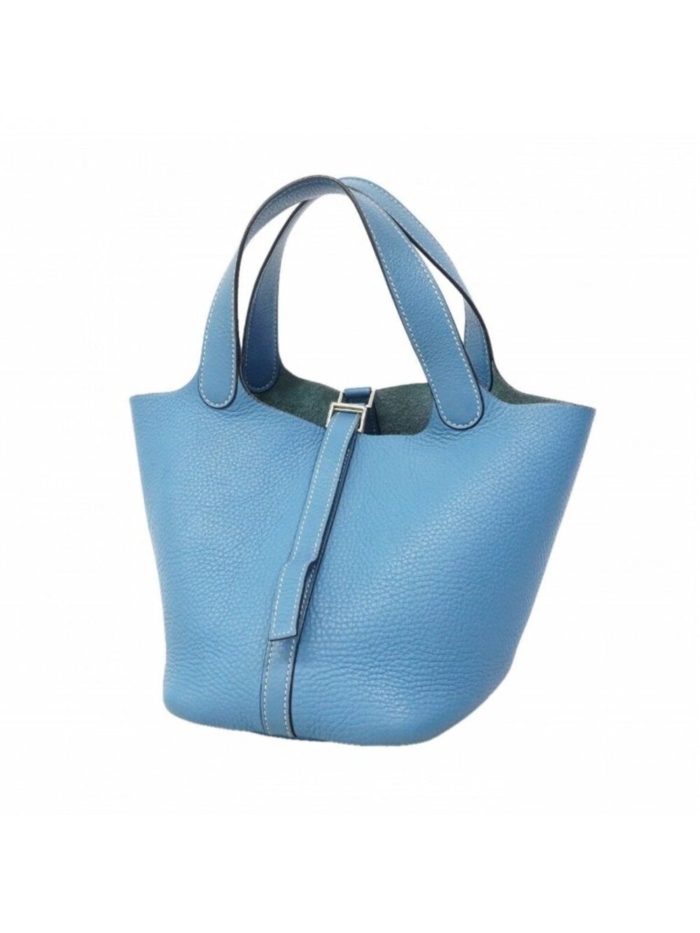 Hermes Handbag Picotin PM Taurillon Clemence Blue Jean Silver